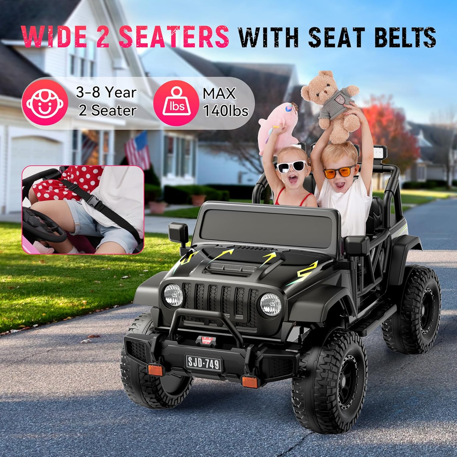 Ride on Truck Car 2 Seater Ride Kids Electric Car - 7Ah Large Battery Kids Electric Vehicles with Remote Control🔥