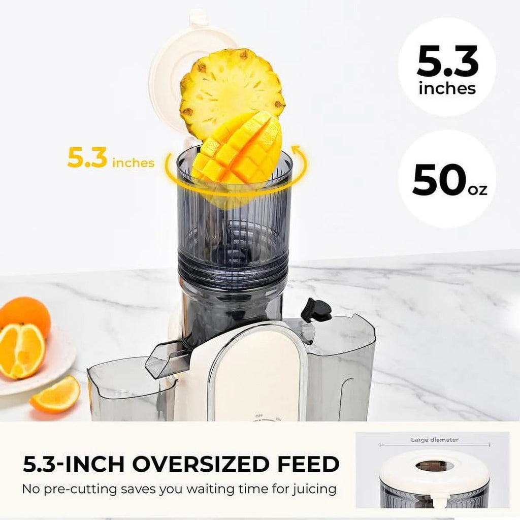 Cold Press Juicer, 300W, 5.3" Large Feed Chute, 1.5L Capacity, Automatic Feeding, High Yield, Easy to Clean, Ideal for Whole Fruits & Vegetables🔥