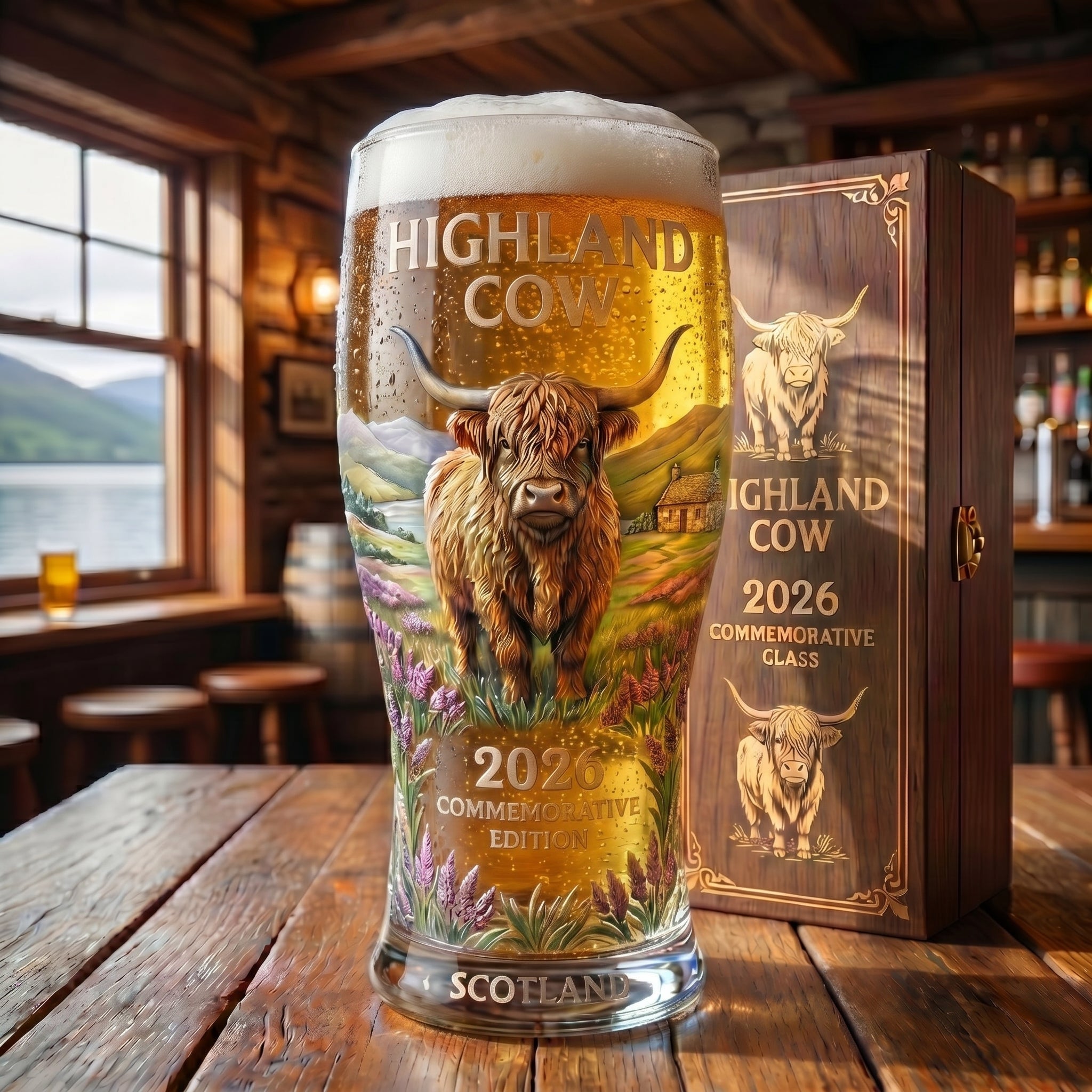 🍺🐮 Raise a Toast to 2026 — Limited Edition Highland Cow Glass!🔥