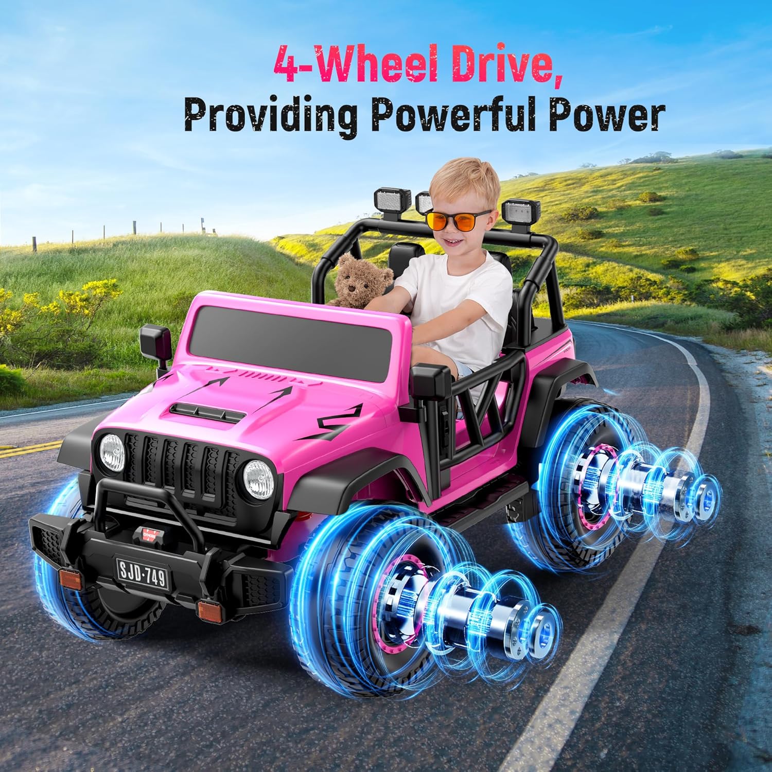 Ride on Truck Car 2 Seater Ride Kids Electric Car - 7Ah Large Battery Kids Electric Vehicles with Remote Control🔥