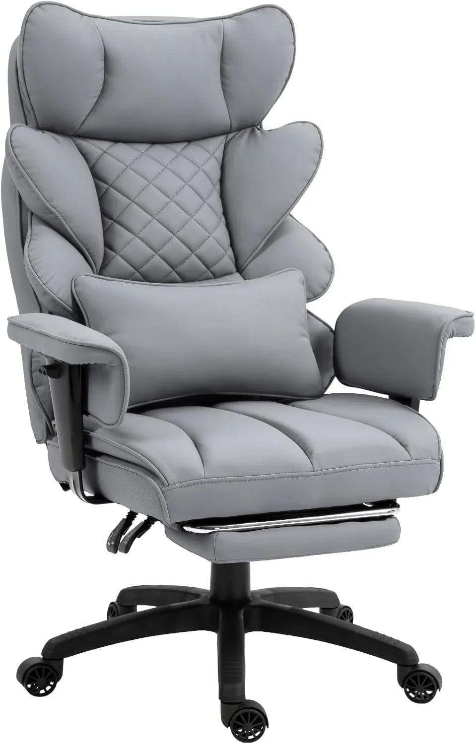 Big and Tall Office Chair with Pocket Spring Cushion,High Back Computer Gaming Chairs with Adjustable Armrests and Lumbar Support,Executive Desk Chairs with Footrest(PU Leather,White)🔥