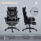 Big and Tall Office Chair with Pocket Spring Cushion,High Back Computer Gaming Chairs with Adjustable Armrests and Lumbar Support,Executive Desk Chairs with Footrest(PU Leather,White)🔥