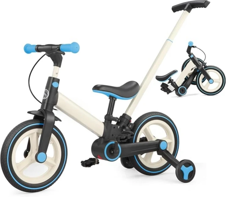 6-in-1 Toddler Bike & Stroller | Foldable Push Bike w/Training Wheels🔥