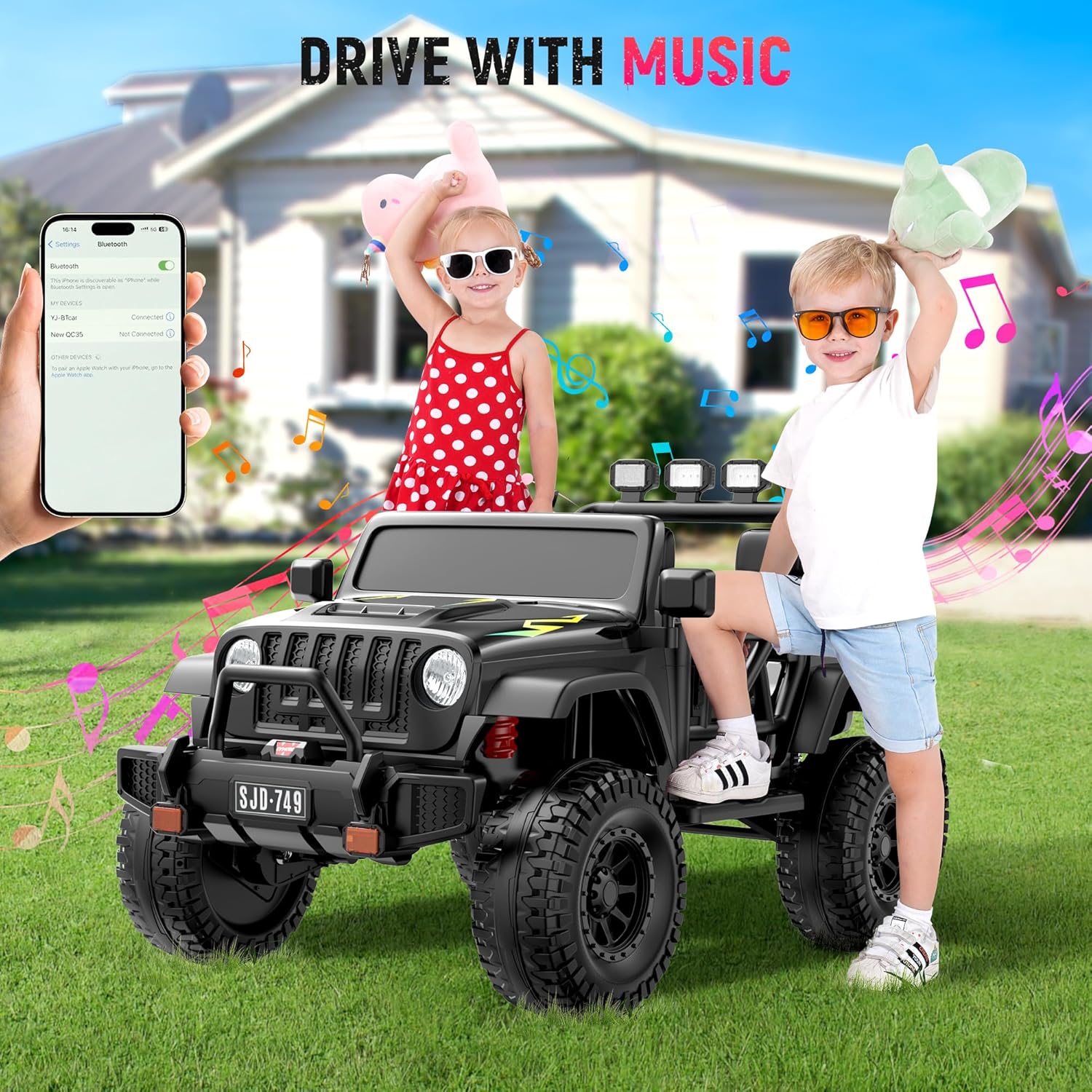 Ride on Truck Car 2 Seater Ride Kids Electric Car - 7Ah Large Battery Kids Electric Vehicles with Remote Control🔥