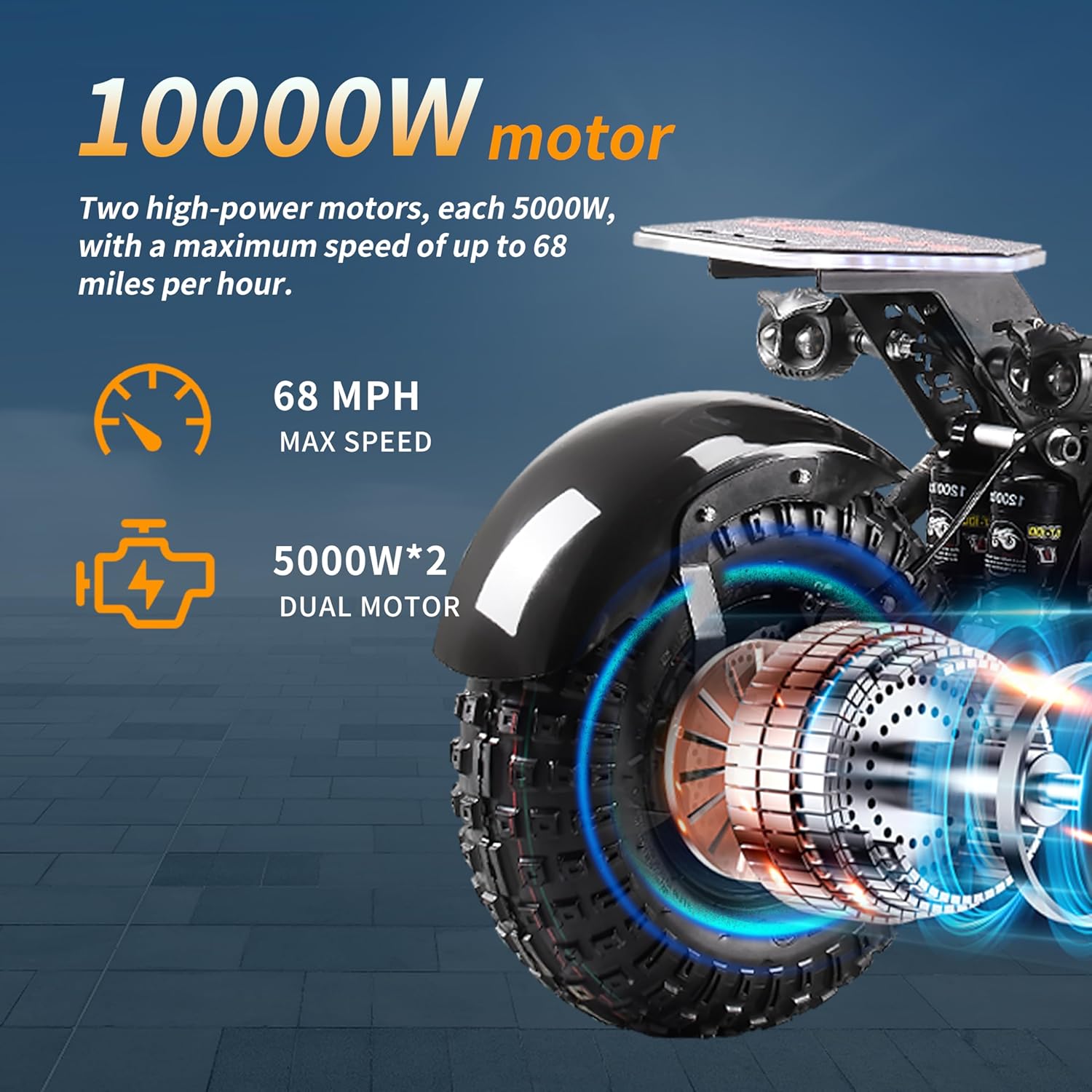 T90 Pro Electric Scooter for Adults, 10000W Dual Motor, 68 MPH Max Speed, 72V Removable Battery, 14" Off-Road Tires 800lbs Max Load, Music Light, Waterproof, 65 Mile Range, Fast E-Scooter🔥