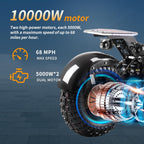 T90 Pro Electric Scooter for Adults, 10000W Dual Motor, 68 MPH Max Speed, 72V Removable Battery, 14" Off-Road Tires 800lbs Max Load, Music Light, Waterproof, 65 Mile Range, Fast E-Scooter🏆