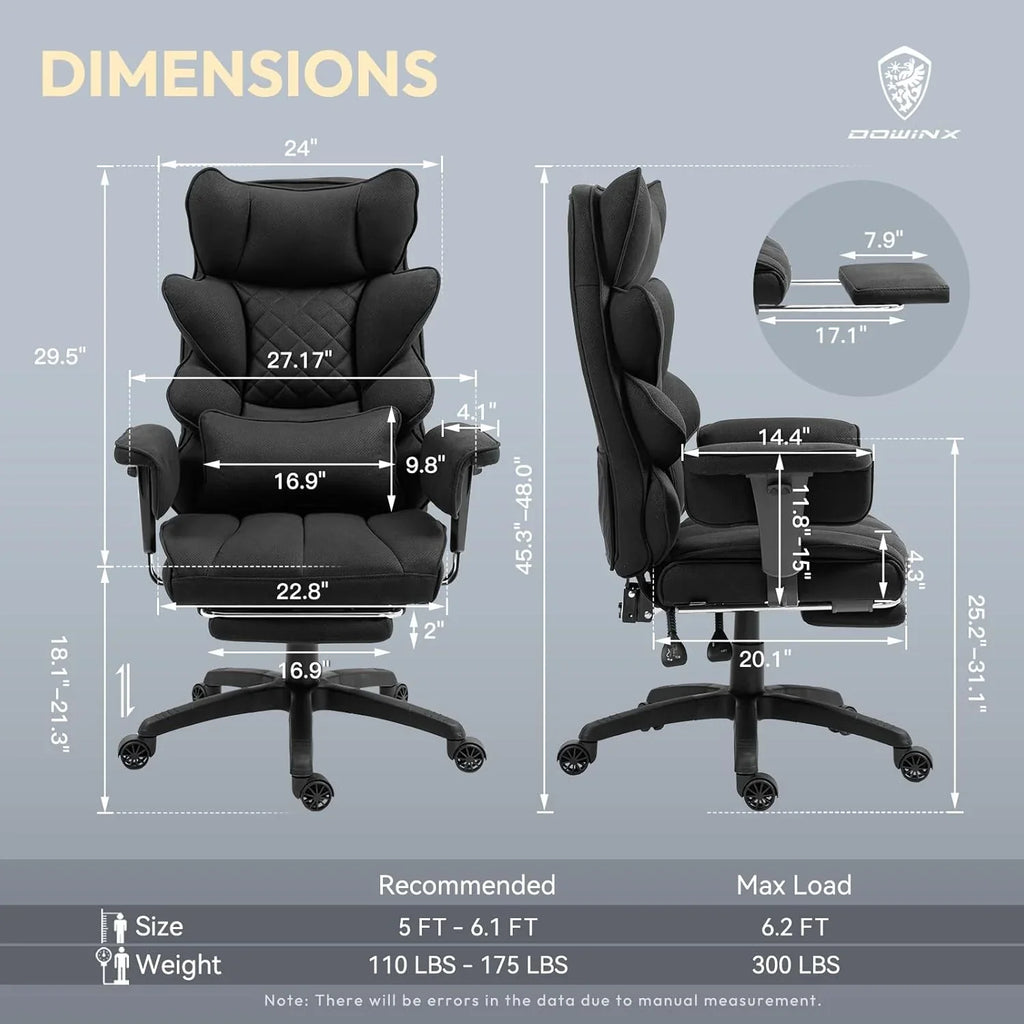 Big and Tall Office Chair with Pocket Spring Cushion,High Back Computer Gaming Chairs with Adjustable Armrests and Lumbar Support,Executive Desk Chairs with Footrest(PU Leather,White)🔥